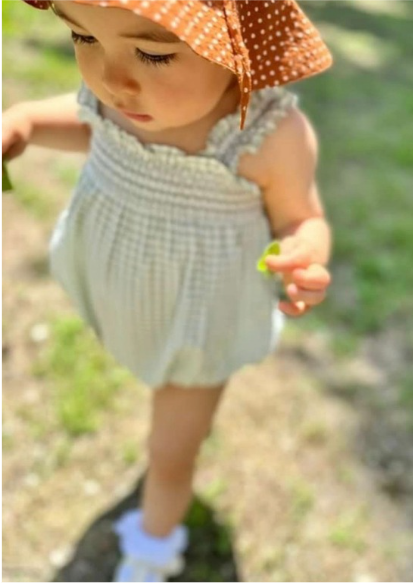 Sage Gingham Smocked Bubble - 9m