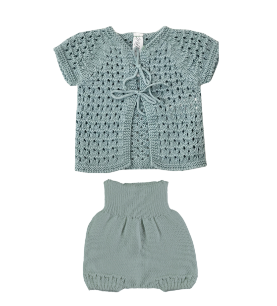 Crochet Baby Set in Aqua - 3m