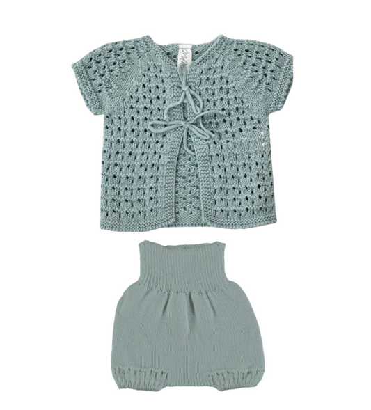 Crochet Baby Set in Aqua - 3m