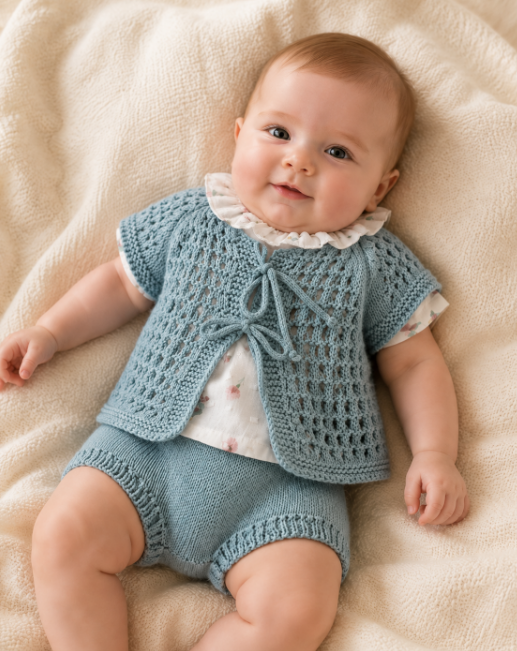 Crochet Baby Set in Aqua - 3m