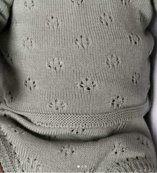 Sleeveless Knit Pointelle Bloomer Set in Sage