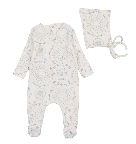 Boys Swirls in Bloom Footie and Bonnet