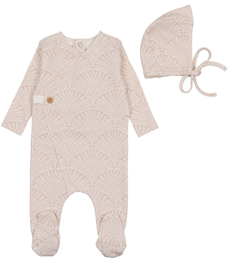 Print Wrap Footie Set in Rose