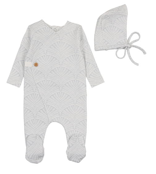 Print Wrap Footie Set in Steel Blue