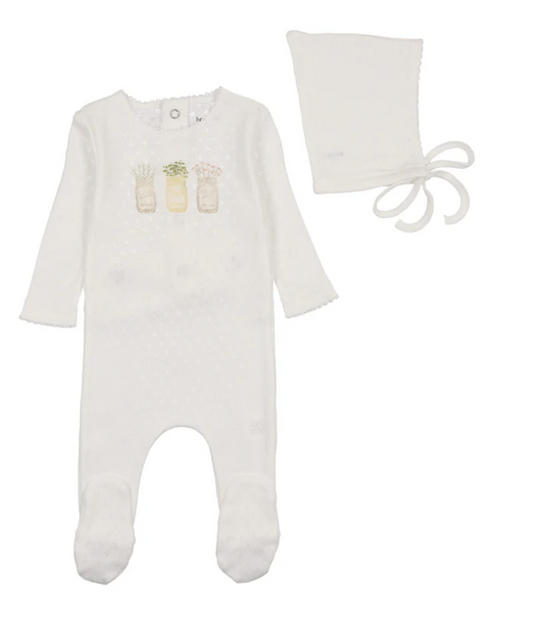 Girls Pointelle Mason Jars Footie Set