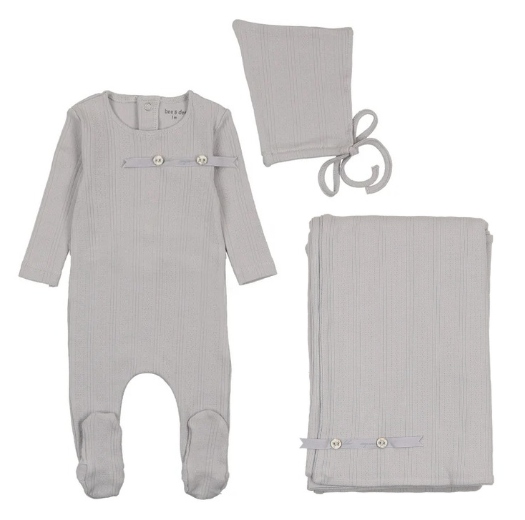 Organic Ditsy Pointelle Layette Set in Fortress