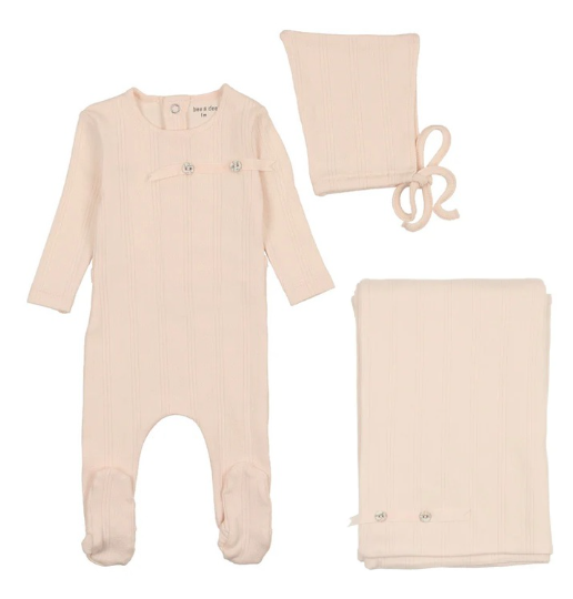 Organic Ditsy Pointelle Layette Set in Champagne Pink
