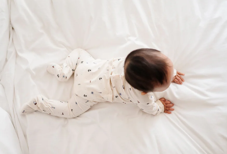 Jersey Cotton Printed Nautical Footie in Ivory