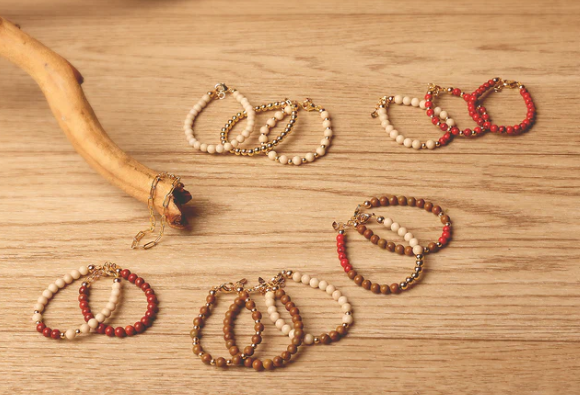 Red Dye With Multi Brown Beads