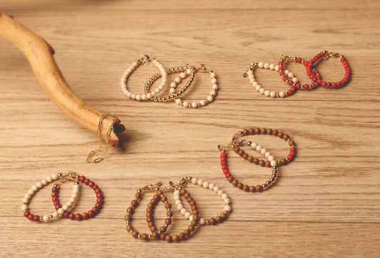 Red Dye With Multi Brown Beads