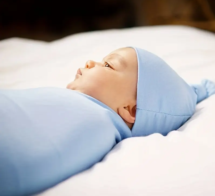 Light Blue Swaddle and Beanie Set