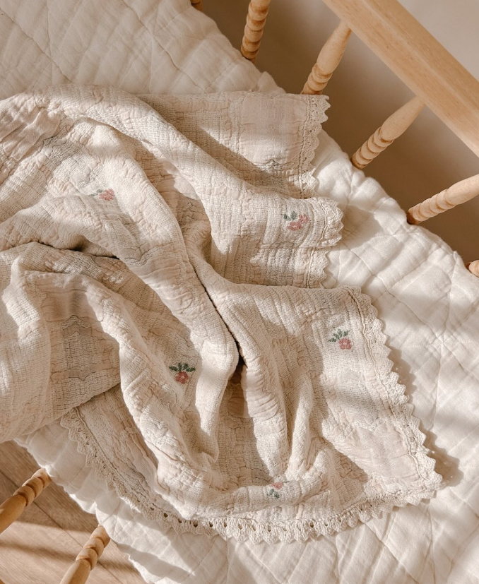 Bebe Organic Cleo Floral Vintage Wallpaper Blanket