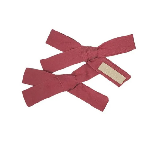 Red Washed Bow Clip Set