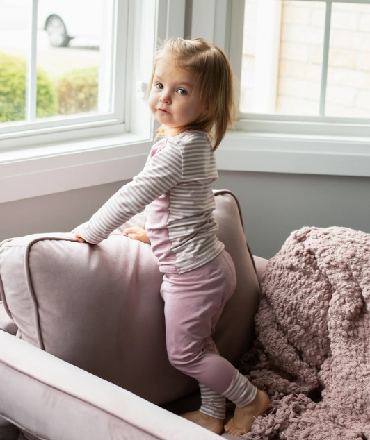 Striped Back Pajamas in Pink