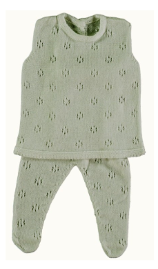 Sleeveless Knit Pointelle Pants Set in Sage