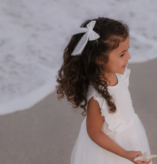 Dressy Dot Tulle Small Bow Clip