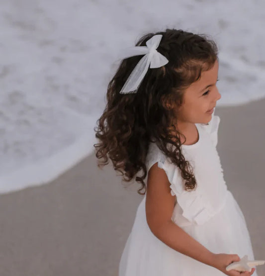 Tulle Dots Clip in White - Small