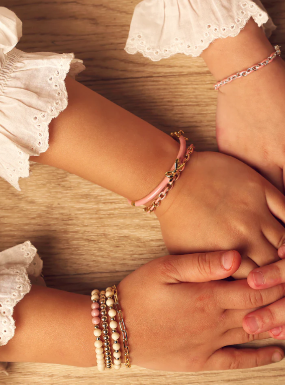 Pink Bangle with Gold Bow