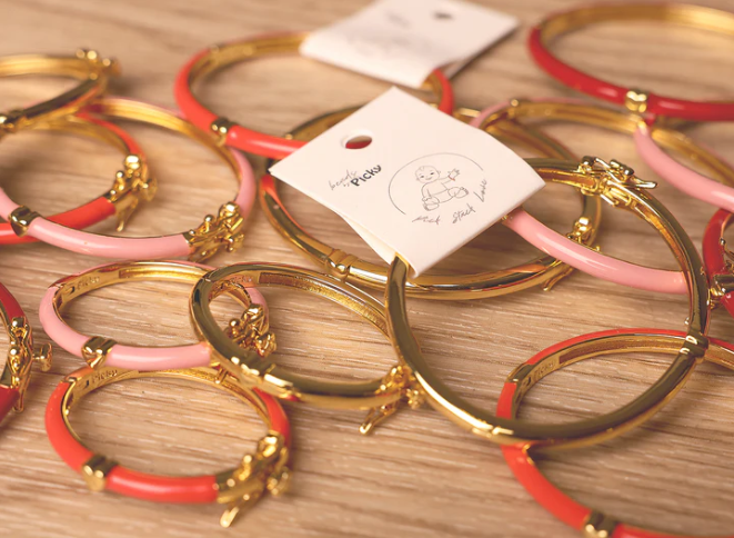 Gold Bangle with Gold Heart