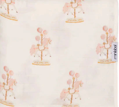 Carousel Printed Swaddle in Pink