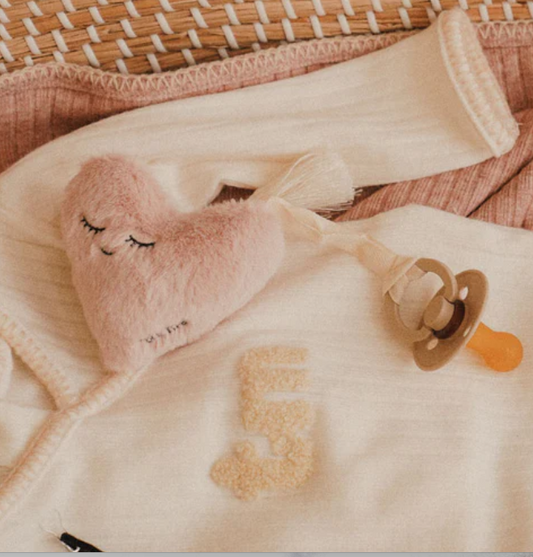 Pink Heart Rattle + Paci Holder