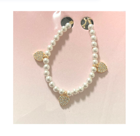 Pearls with Dangling Hearts