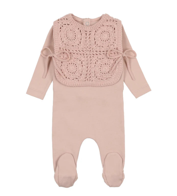 Crochet Pullover Vest & Bonnet in Mauve