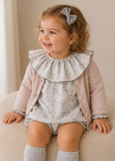 Pastel Floral Collared Romper - 24m