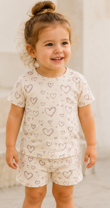 Scribble Hearts Set in Pink - 2t and 3t
