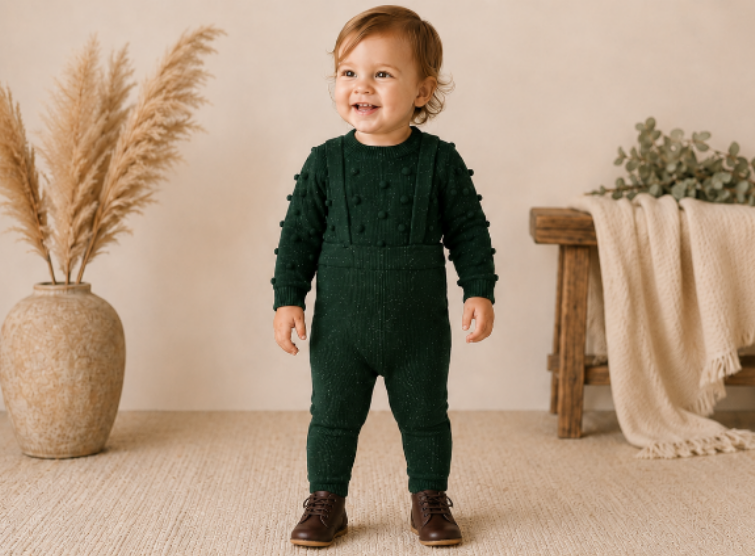 Speckled Forest Popcorn Suspender Set
