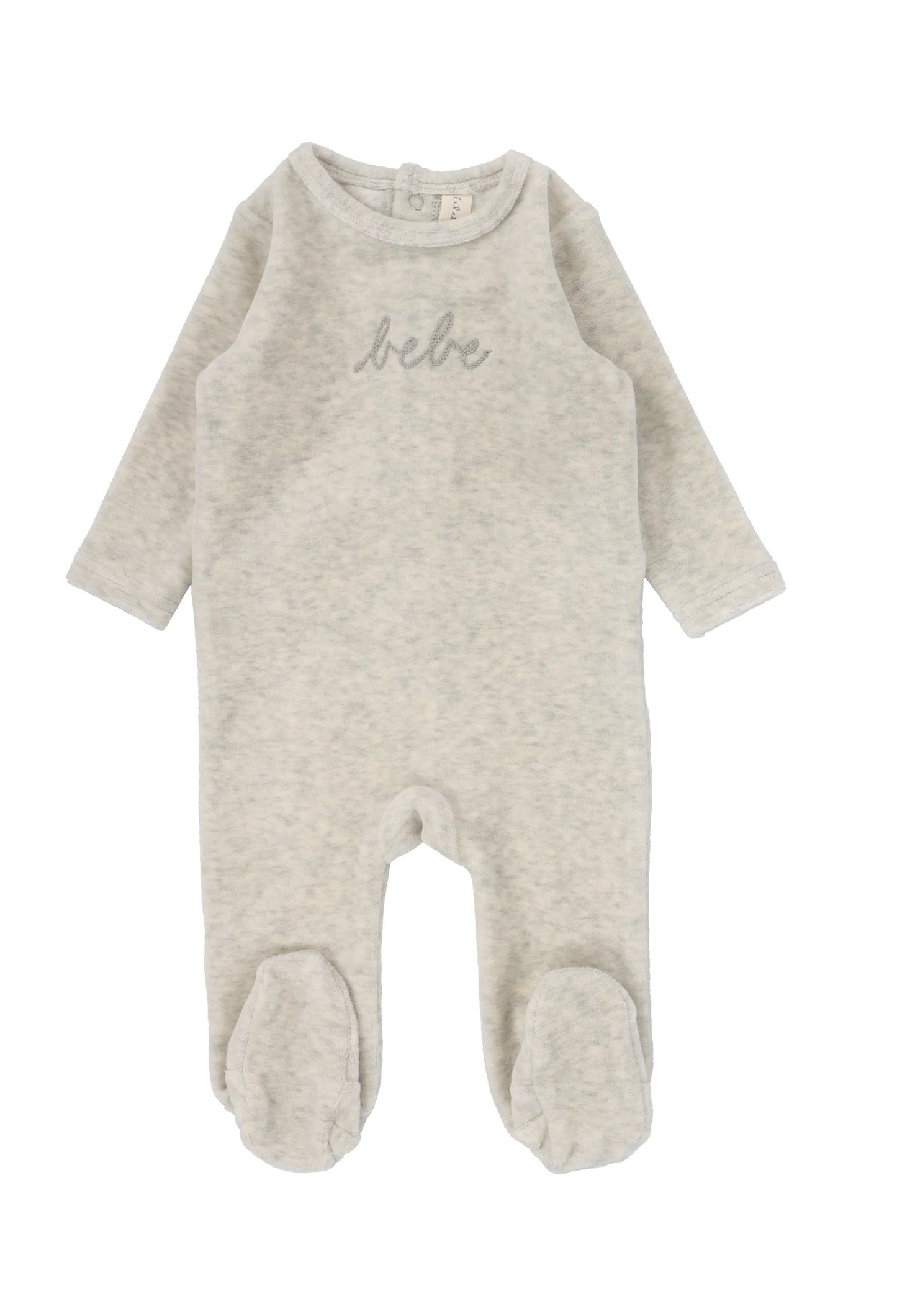 Velour Bebe Footie in Heather Oatmeal