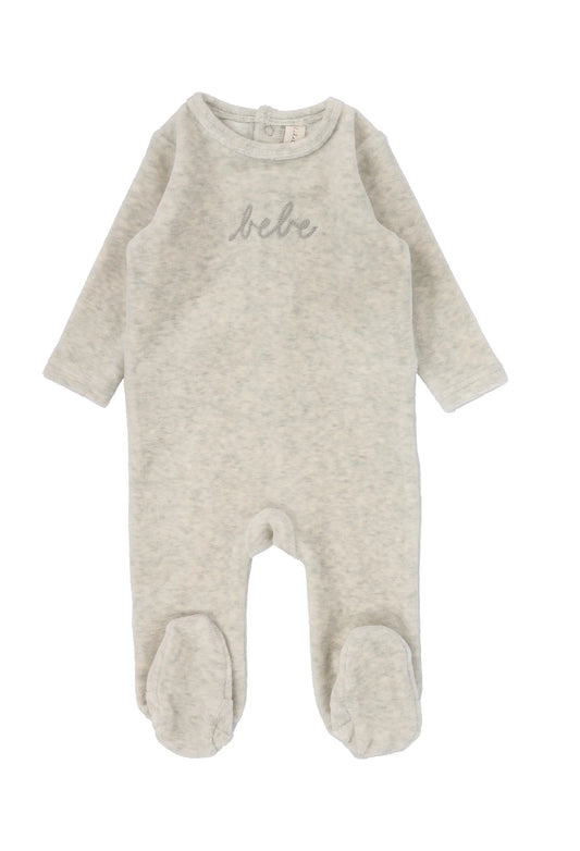 Velour Bebe Footie in Heather Oatmeal