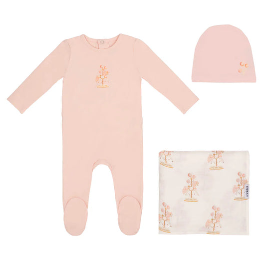 Carousel Printed Layette Set in Pink
