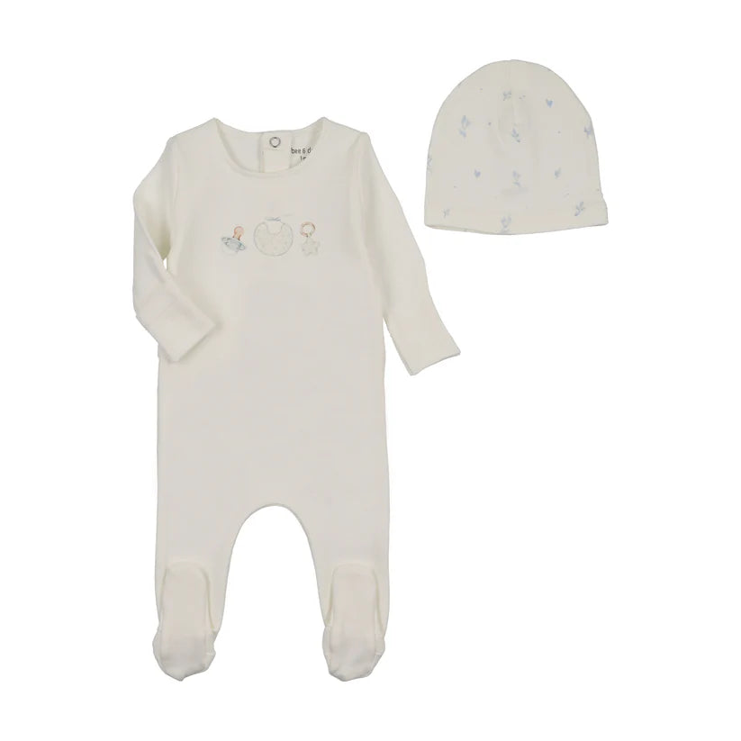Baby Boys Watercolor Bib Footie and Beanie