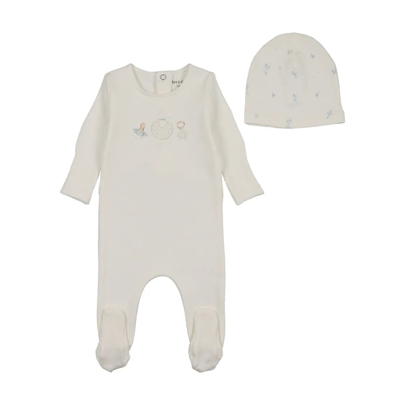 Baby Boys Watercolor Bib Footie and Beanie