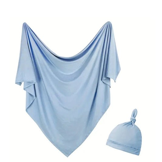 Light Blue Swaddle and Beanie Set