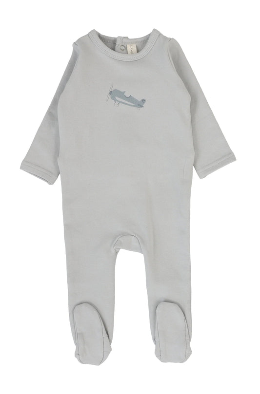 Airplane Footie in Pale Blue