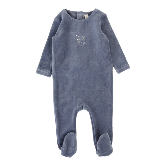 Velour Forest Graphic Footie in Slate