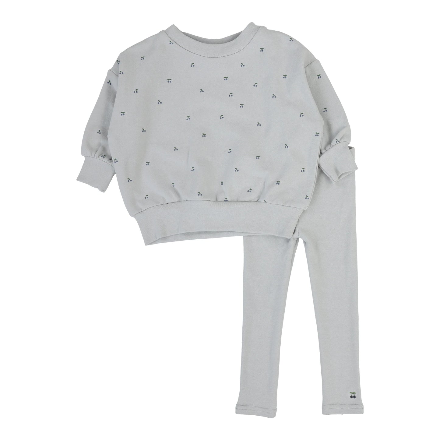 Lilette Cherry Print Set in Pale Blue
