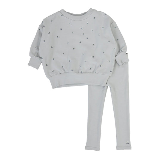 Lilette Cherry Print Set in Pale Blue