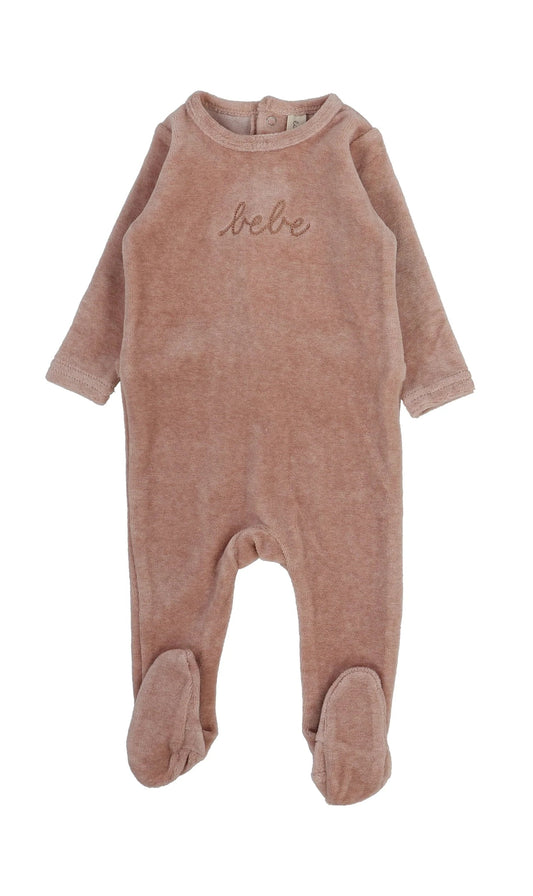 Velour Bebe Footie in Heather Pink