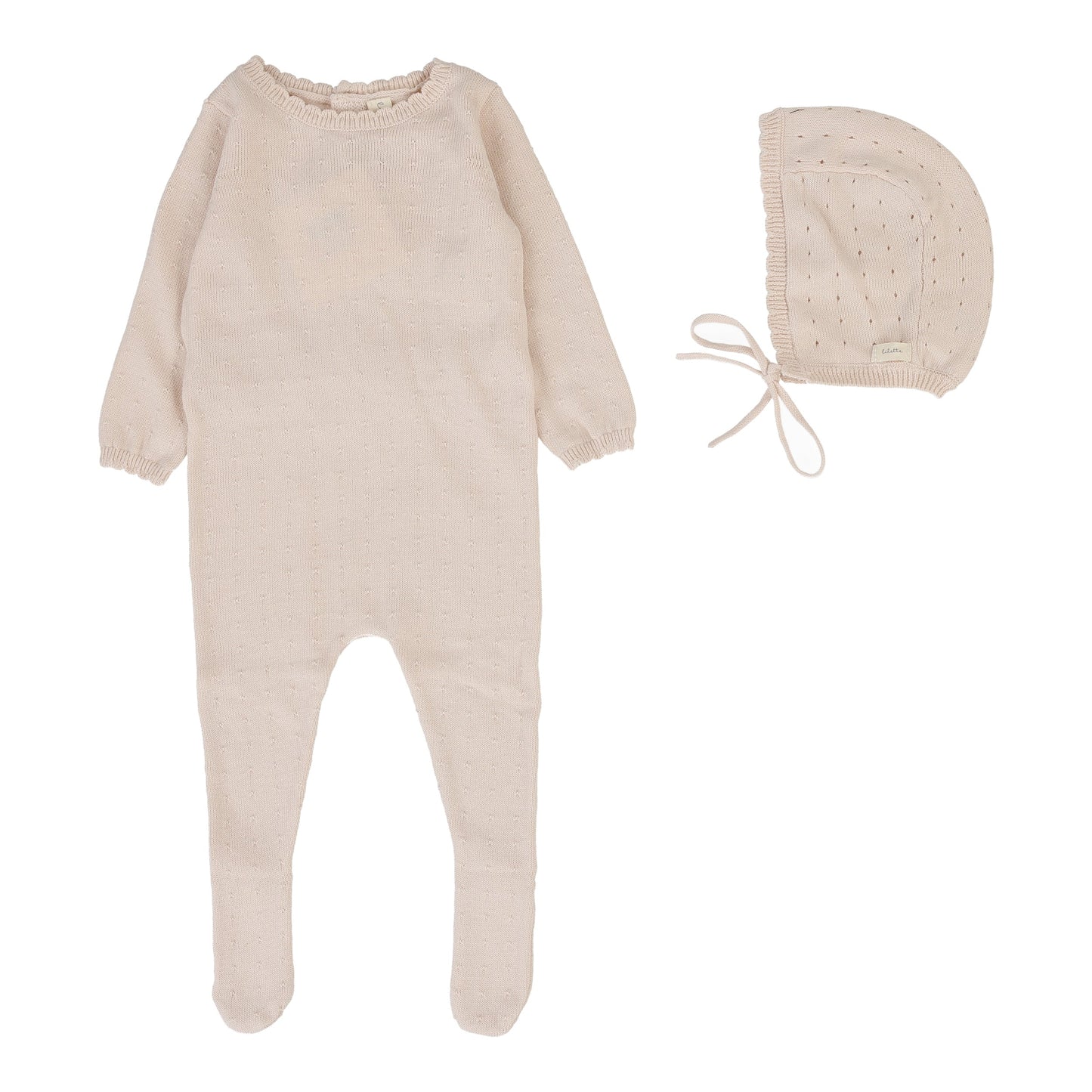 Lilette Dotty Knit Footie Set in Petal