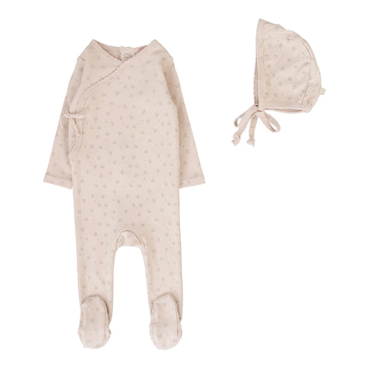 Lilette Bud Footie and Bonnet in Soft Pink