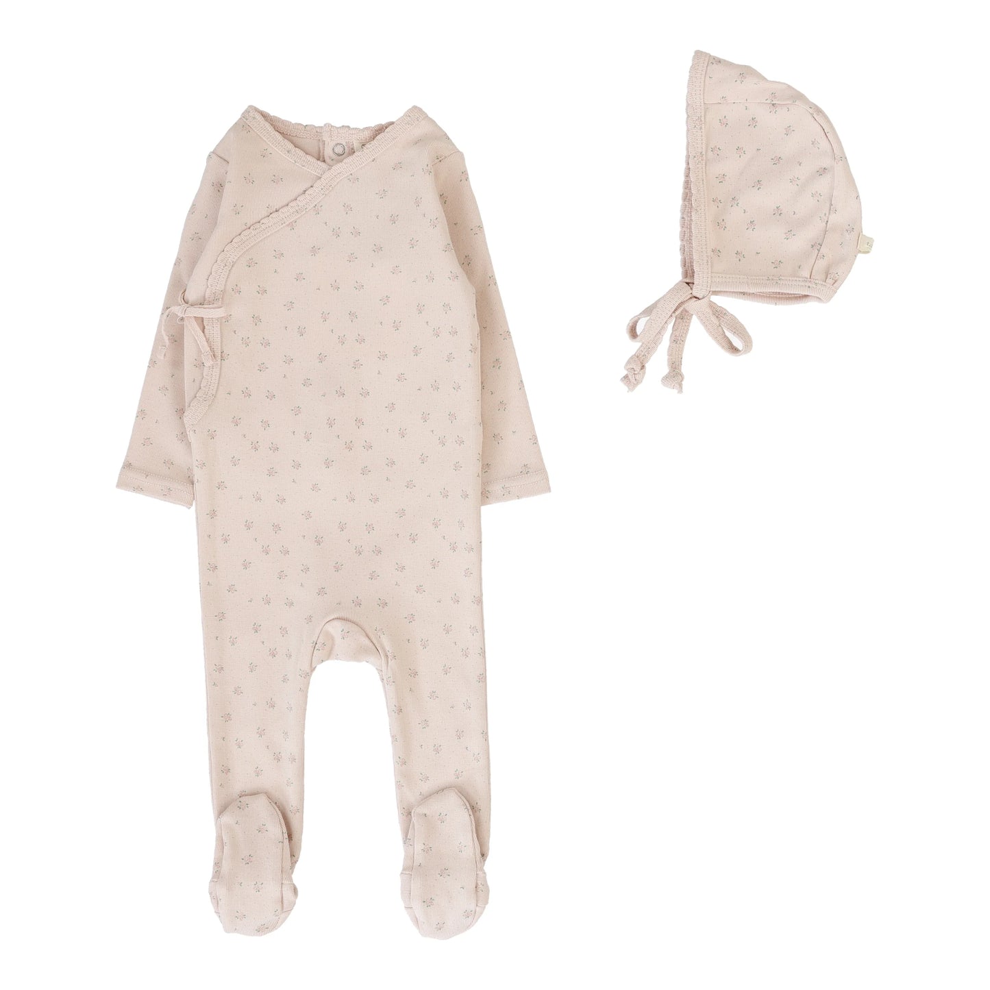 Lilette Bud Footie and Bonnet in Soft Pink
