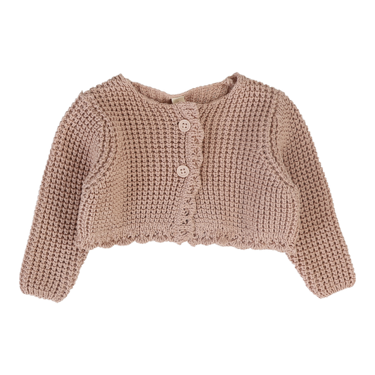 Lilette Dusty Pink Scallop Chunky Knit Shrug