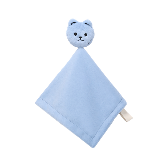Blue Teddy Bear Lovey with Pacifier Holder