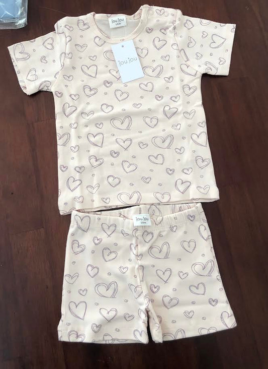 Scribble Hearts Set in Pink - 2t and 3t
