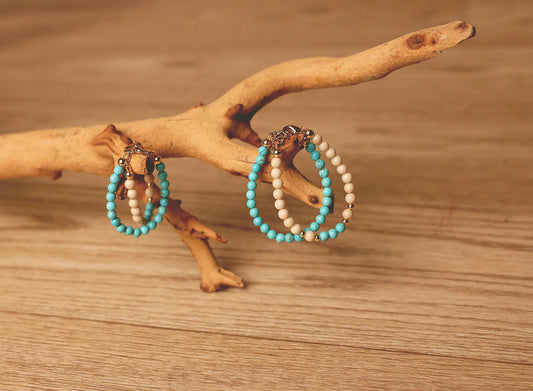 Dye Jade Stone with Turquoise Beads