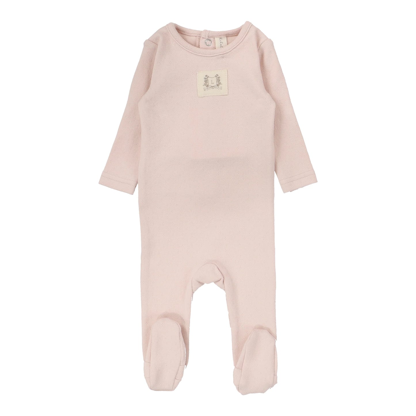 Pointelle Emblem Footie in Soft Pink