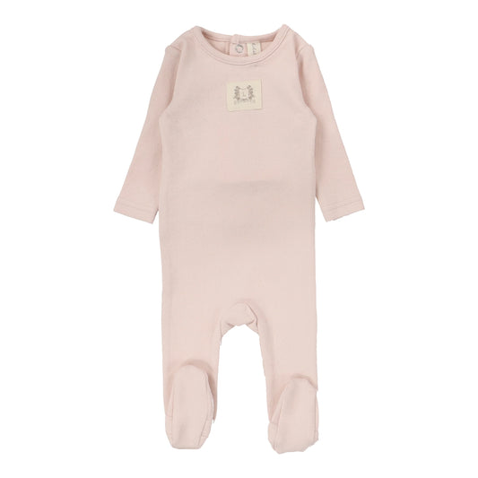 Pointelle Emblem Footie in Soft Pink